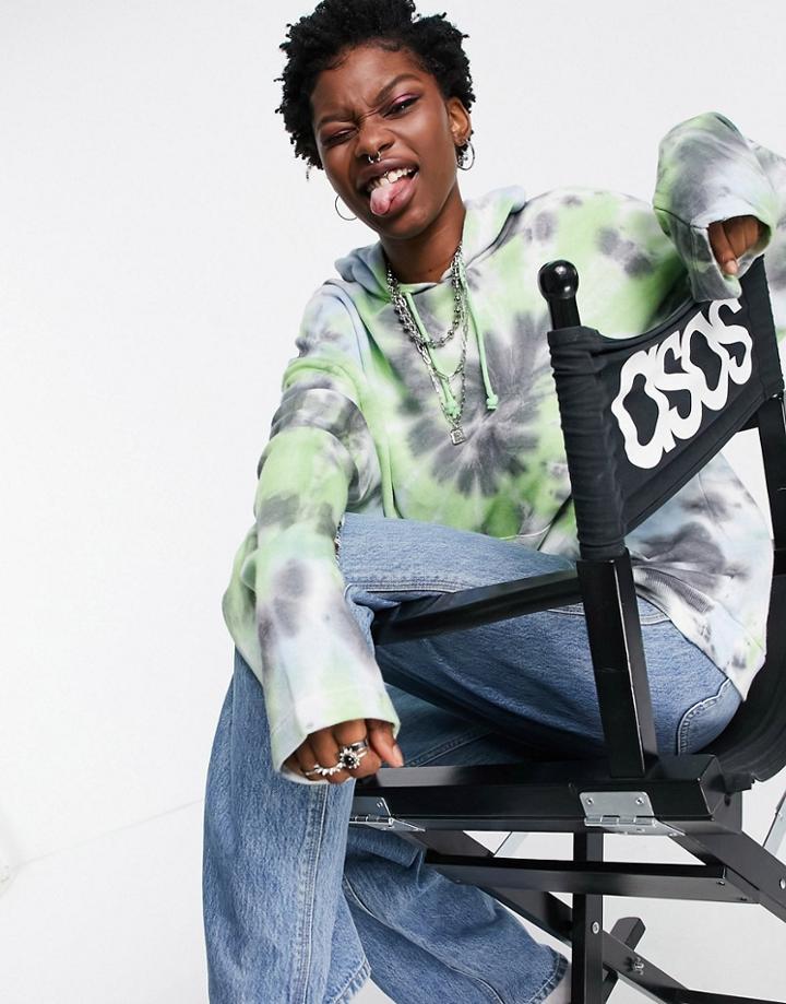 Topshop Tie Dye Hoodie In Multi