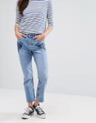 New Look Embroidered Mom Jeans - Blue