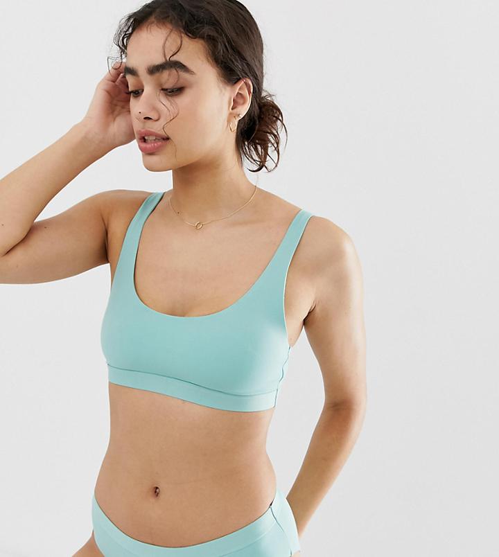 Weekday Scoop Bikini Top In Mint-green