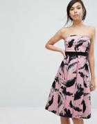 Vesper Bandeau Swirl Print Skater Dress - Pink