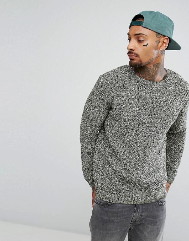 Asos Textured Sweater In Khaki - Green