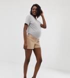 Asos Design Maternity Chino Short With Under The Bump Waistband-beige