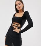 Missguided Slinky Cut Out Mini Dress In Black - Black