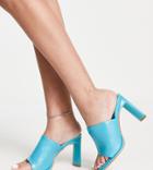 Topshop Wide Fit Rianna Unlined Round Toe Mule In Teal-blue
