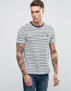 Lyle & Scott Breton Stripe T-shirt Eagle Logo In Off White - White