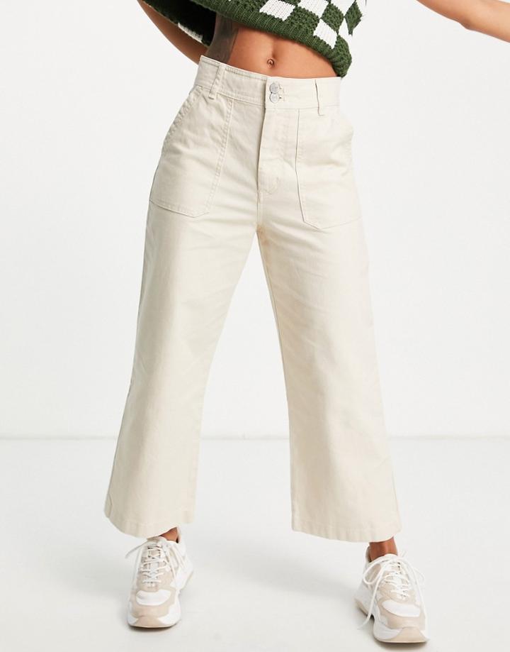 Tommy Jeans Wide Leg Utility Pants In Beige-neutral