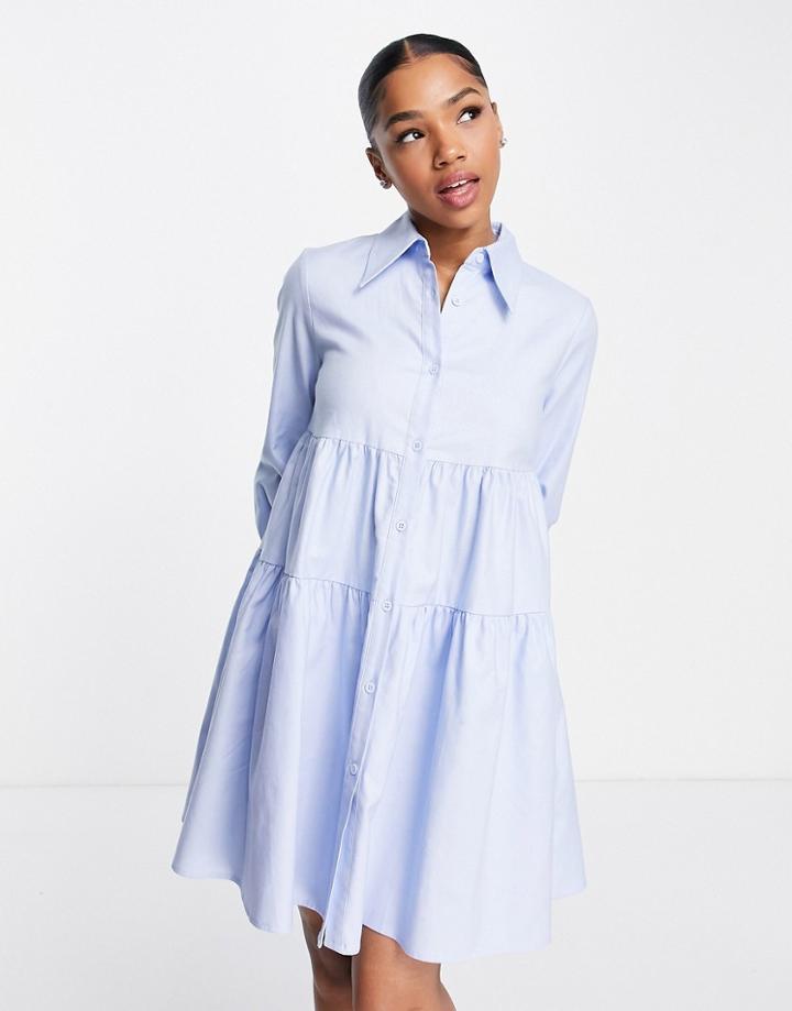 Urban Revivo Shirt Mini Dress In Light Blue