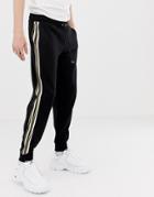 Asos Design Two-piece Skinny Sweatpants With Side Stripes-black
