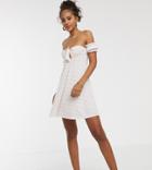 Asos Design Tall Mini Ribbed Bardot Sundress In Rainbow Stripe-multi