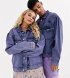 Collusion Unisex Denim Jacket In Purple Overdye - Purple