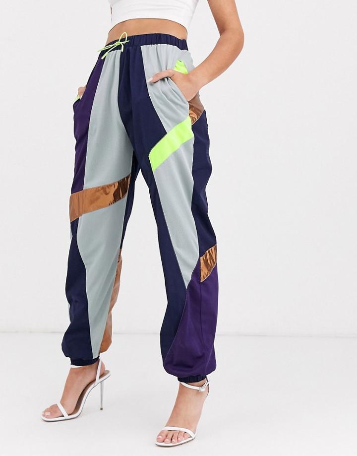 Asos Design 90's Jogger With Multi Colored Panels
