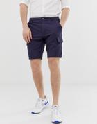 Asos Design Skinny Cargo Shorts In Dark Blue - Blue