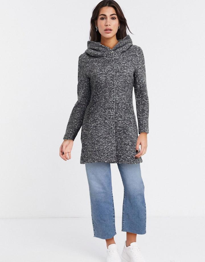 Only Lally Boucle Wool Coat In Gray