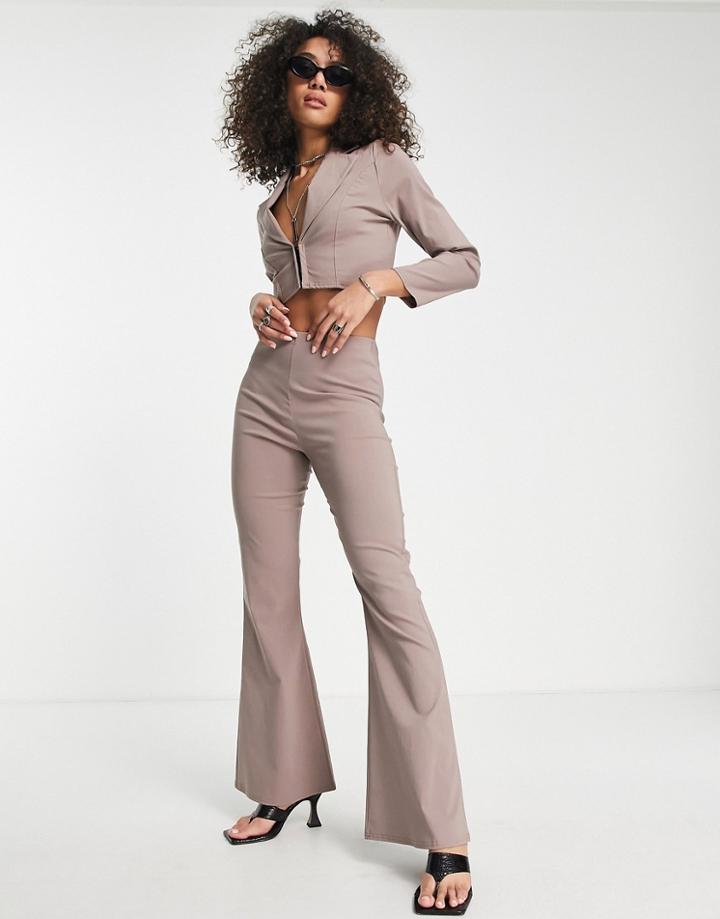 I Saw It First Skinny Flare Pants In Stone - Part Of A Set-neutral