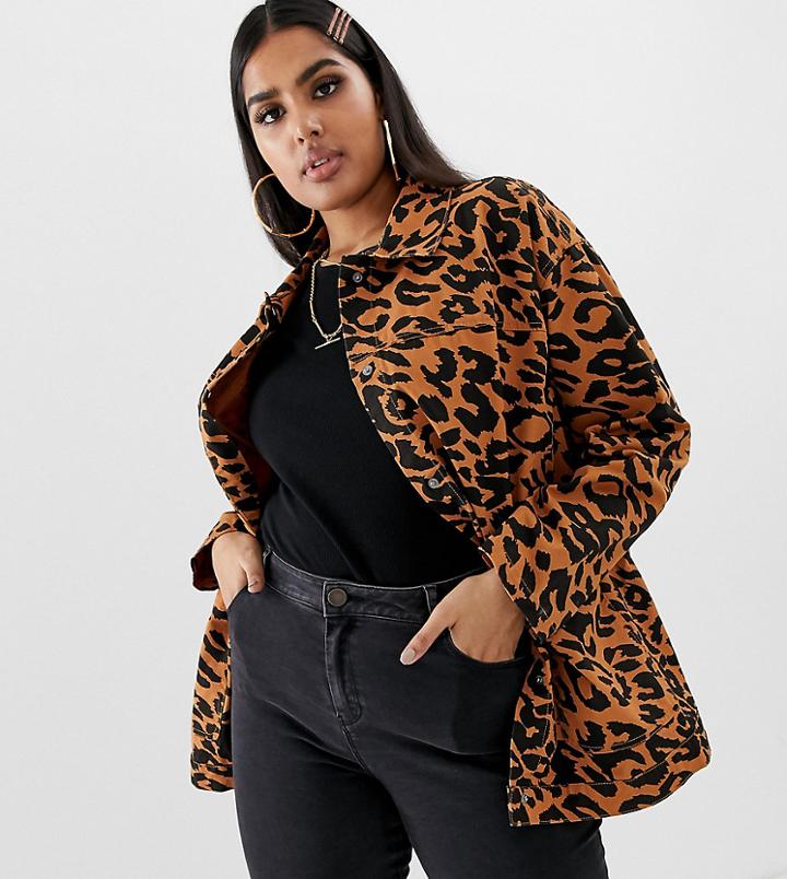 Asos Design Curve Animal Cotton Jacket - Multi