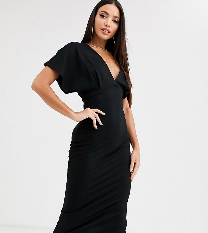 Asos Design Tall Midi Batwing Dress In Ponte