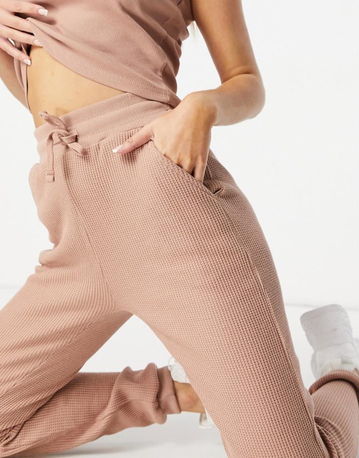 Threadbare Harley Waffle Sweatpants In Dusty Pink