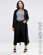Elvi Longline Wool Cardigan With Belt Detail - Black