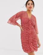 Stevie May Sunny Afternoon Ruched Mini Dress-red