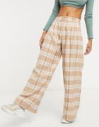 Asos Design Ultimate Slouch Dad Pant In Camel Plaid-multi