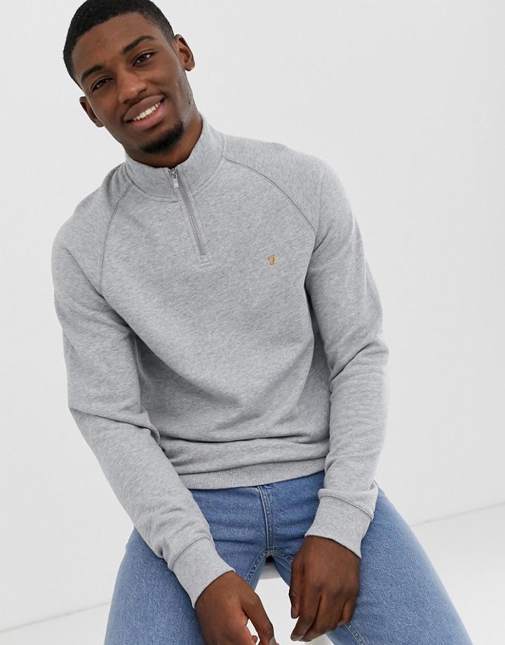 Farah Jim Half Zip Marl Sweat In Gray - Gray