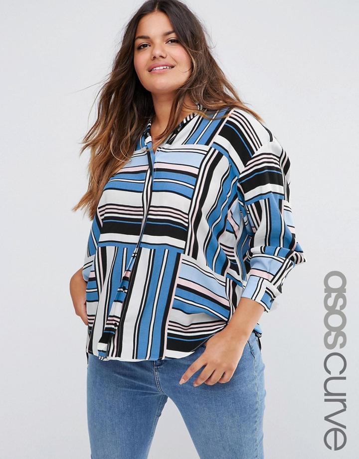 Asos Curve Cut About Stripe Shirt - Multi