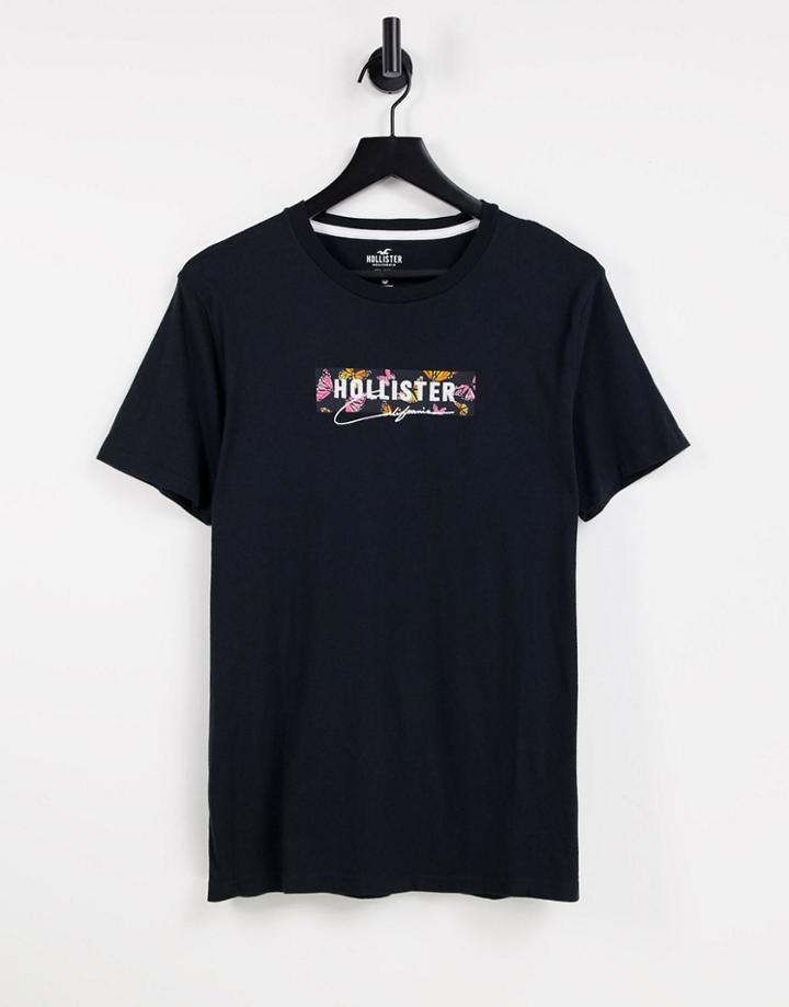 Hollister Tech Chest & Back Butterfly Logo T-shirt In Black