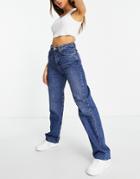 Na-kd High Waist Wide Leg Long Jeans In Dark Blue