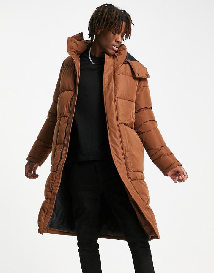 Devils Advocate Long Length Smart Padded Coat-brown