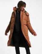Devils Advocate Long Length Smart Padded Coat-brown