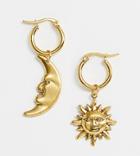 Regal Rose Gold Plated Sun & Moon Huggie Hoop Earrings - Gold