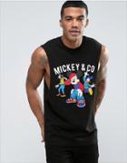 Asos Mickey & Co Sleeveless T-shirt With Dropped Armhole - Black