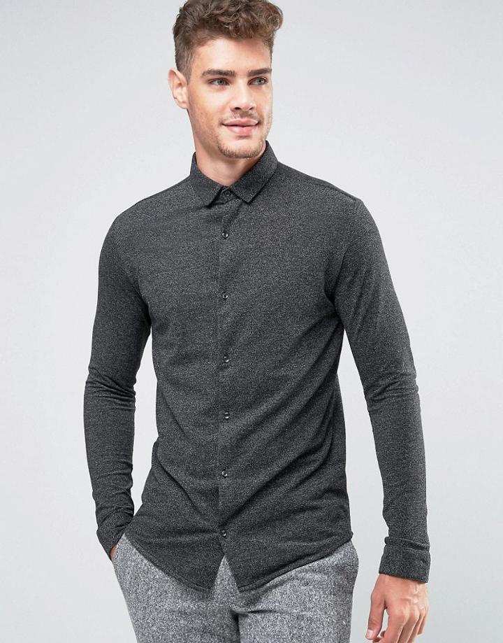 Jack & Jones Premium Slim Shirt In Pique - Gray