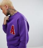 Reclaimed Vintage Inspired Sweatshirt With Collegiate Patch - Purple