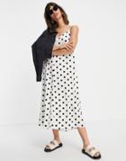 Vero Moda Maxi Cami Dress In Black And White Polka Dot-multi