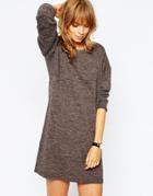 Vila Long Sleeve Knitted Dress - Gray