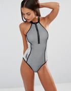 Missguied Fishnet Metallic Swimsuit - Silver