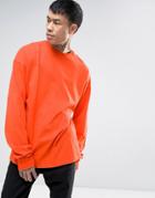 Asos Oversized Long Sleeve T-shirt With Super Long Sleeves In Orange - Orange