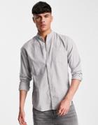 Jack & Jones Originals Grandad Oxford Shirt In Gray