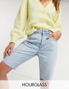 Asos Design Hourglass Cotton Blend Denim '90s' Longline Shorts In Lightwash - Mblue-blues
