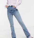 Asos Design Tall High Rise '70's' Stretch Flare Jeans In Lightwash-blues