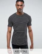Asos Tall Longline Muscle Stripe T-shirt In Rib - Black