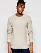 Pull & Bear Sweater In Textured Knit In Stone - Ecru