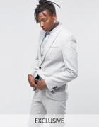 Noak Super Skinny Suit Jacket With Shawl Lapel In Fleck - Gray