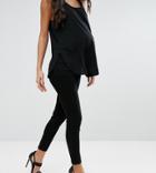 Asos Maternity Petite Ridley Skinny Jeans In Clean Black With Under The Bump Waistband - Black