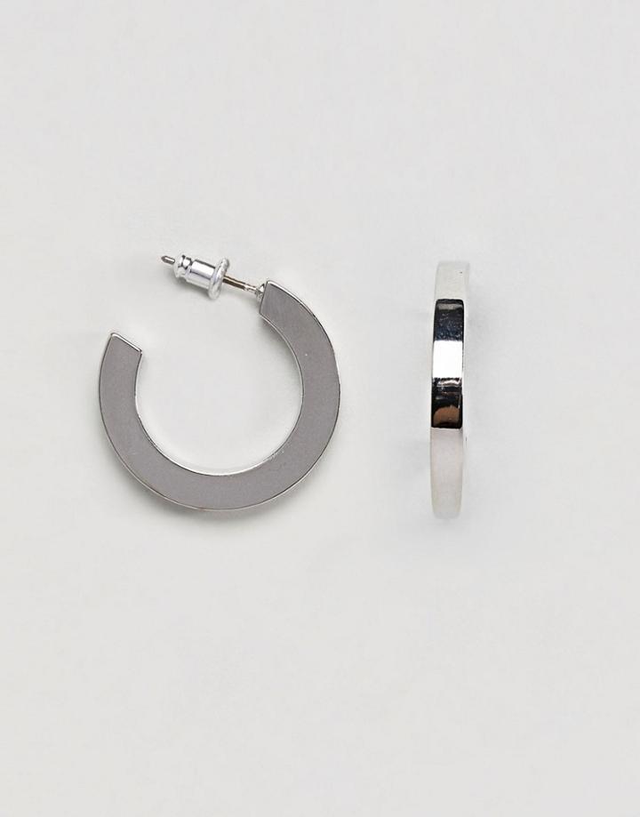 Asos Design Square Edge Hoop Earrings - Silver