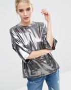 Asos T-shirt In Metallic - Silver
