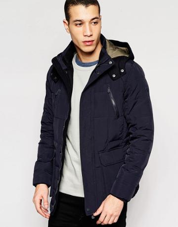Puffa Parka With Hood - Navy