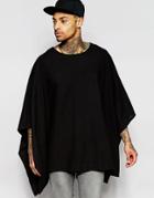 Asos Drape Poncho In Black - Black