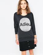 Zoe Karssen Adieu Batwing Jersey Top - Phantom